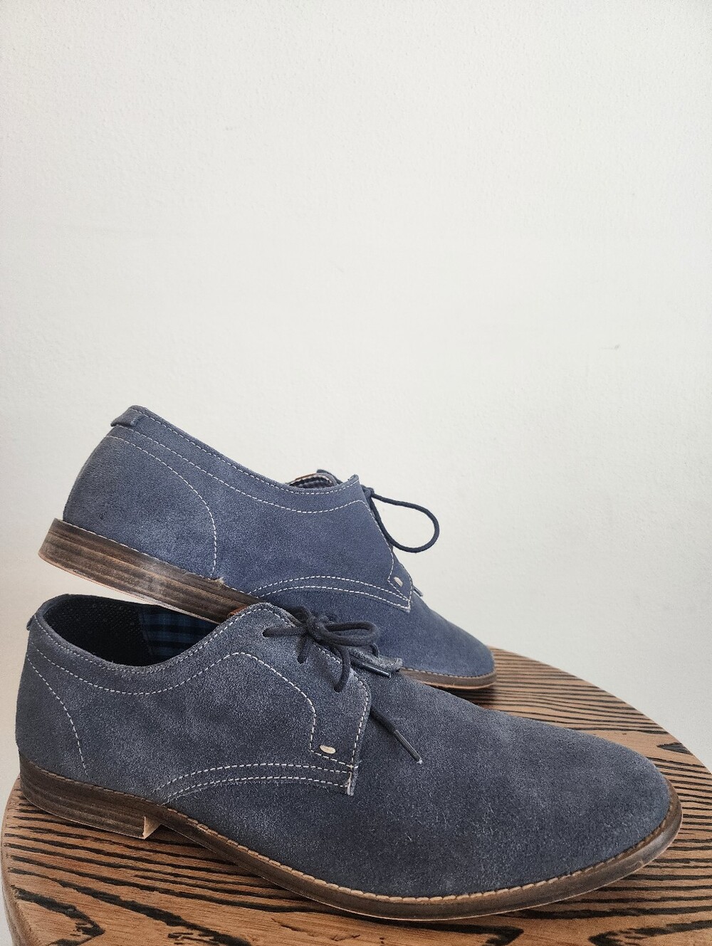 Navy Blue Suede Derby Oxfords Shoes Men’s 12 Preppy Business Casual Ben Sherman - Picture 7 of 12